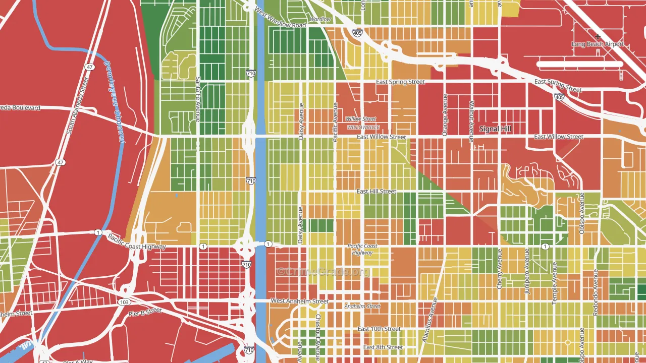 Wrigley, Long Beach, CA Map of Theft Rates