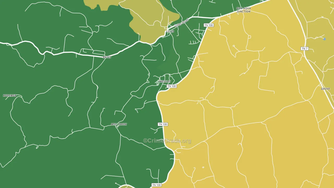 Wrigley, TN Map of Theft Rates