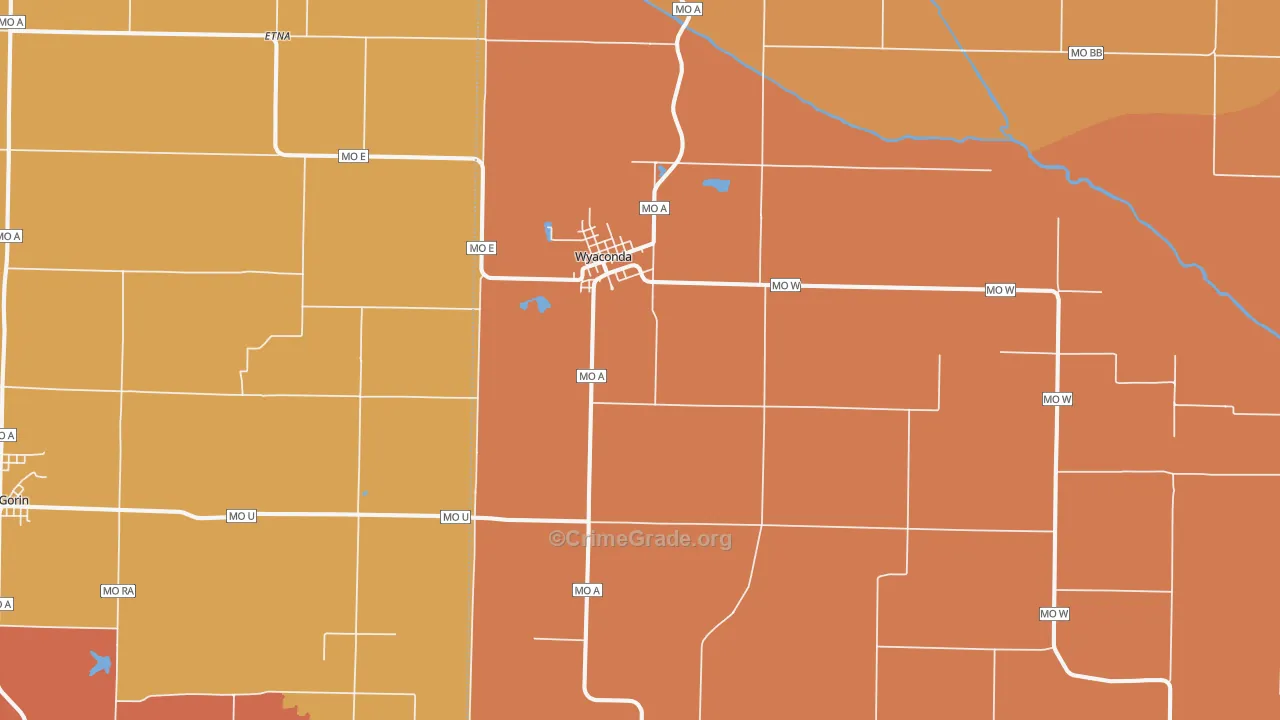 Wyaconda, MO Map of Theft Rates