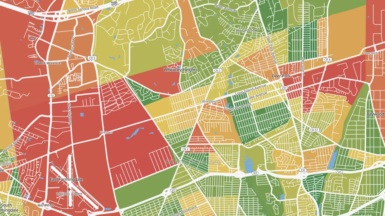 Wyandanch, NY Map of Theft Rates
