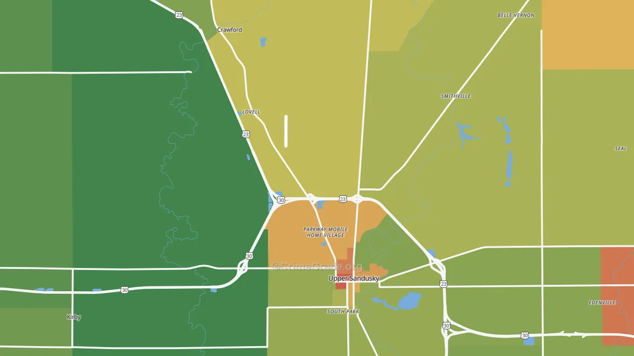 Wyandot County, OH Map of Theft Rates