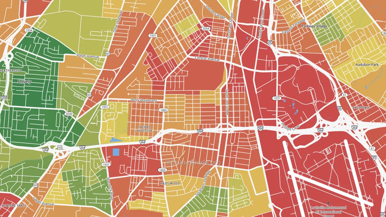 Wyandotte, Louisville, KY Map of Theft Rates