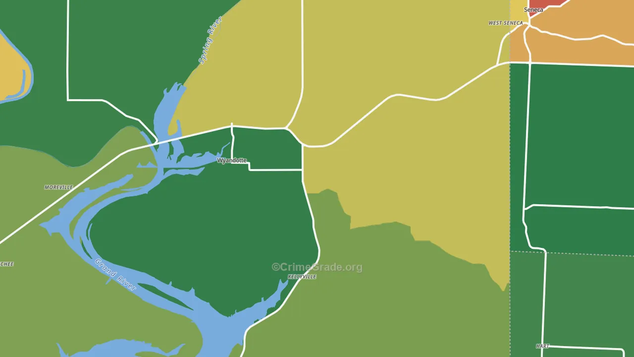 Wyandotte, OK Map of Theft Rates