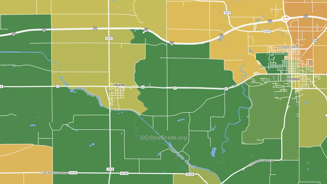 Wyanet, IL Map of Theft Rates
