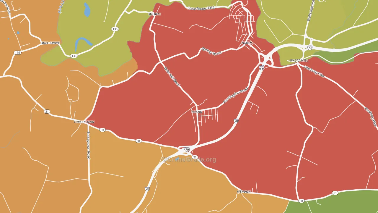 Wyano, PA Map of Theft Rates