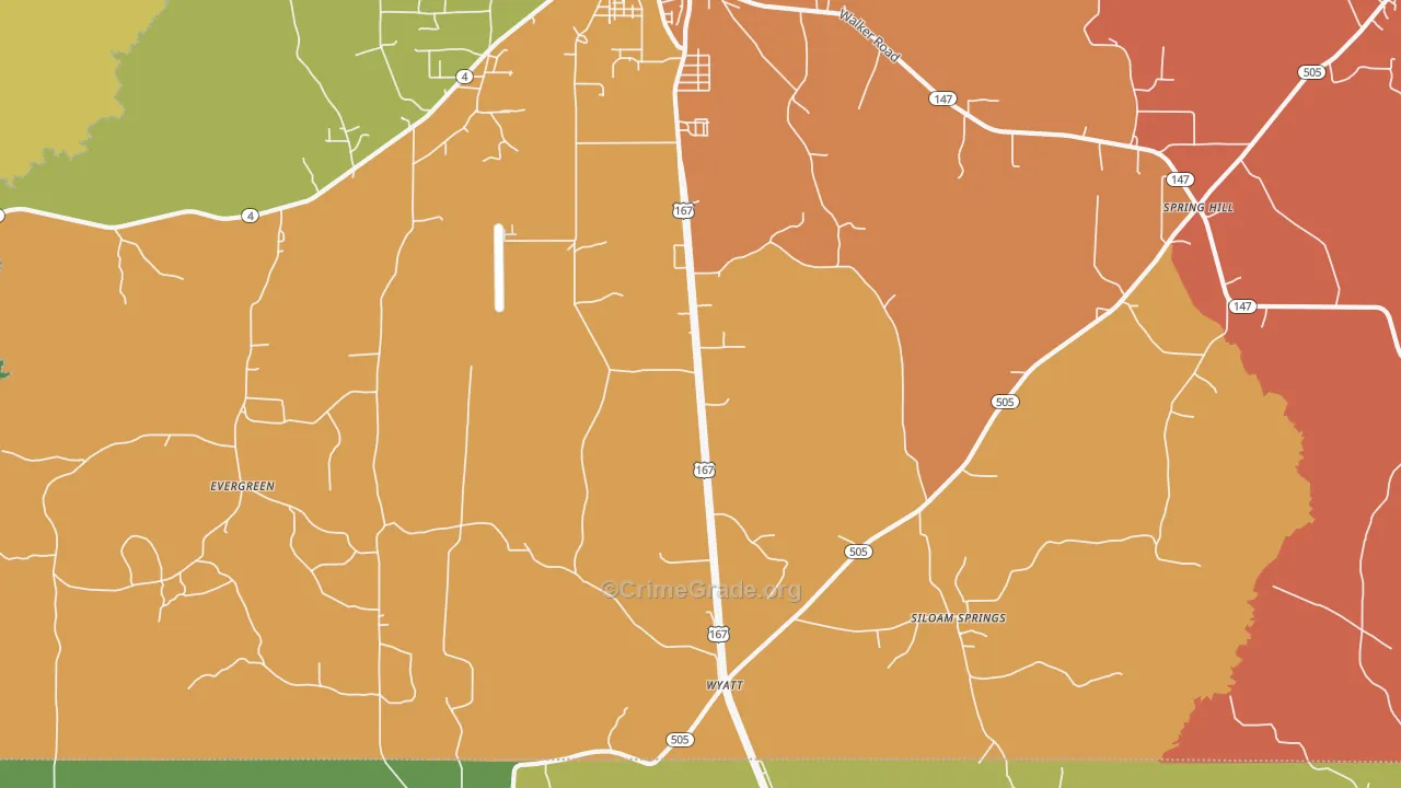Wyatt, LA Map of Theft Rates