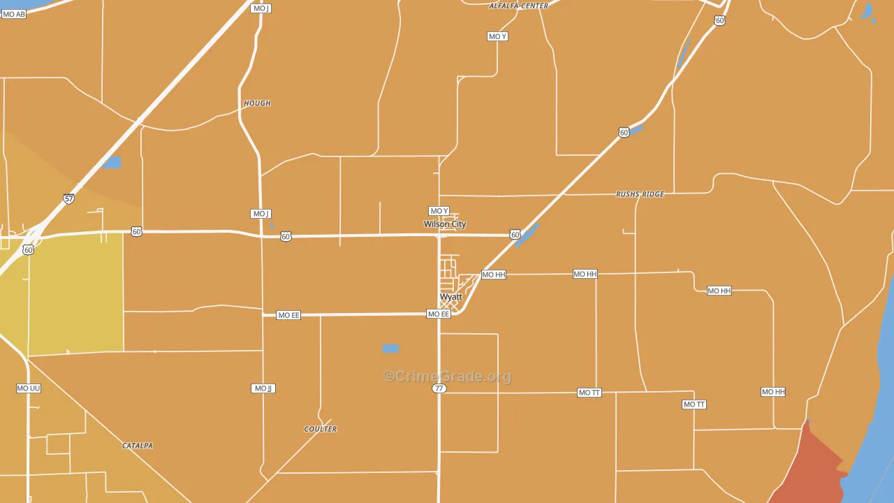 Wyatt, MO Map of Theft Rates