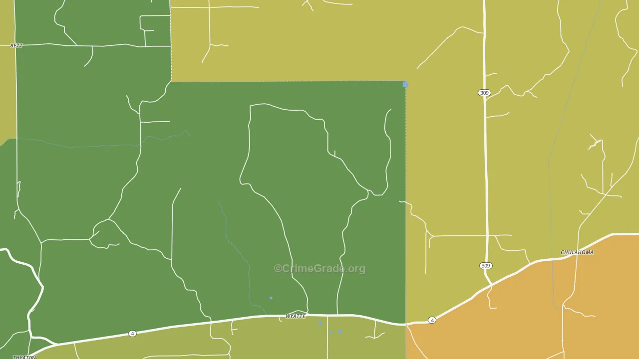 Wyatte, MS Map of Theft Rates