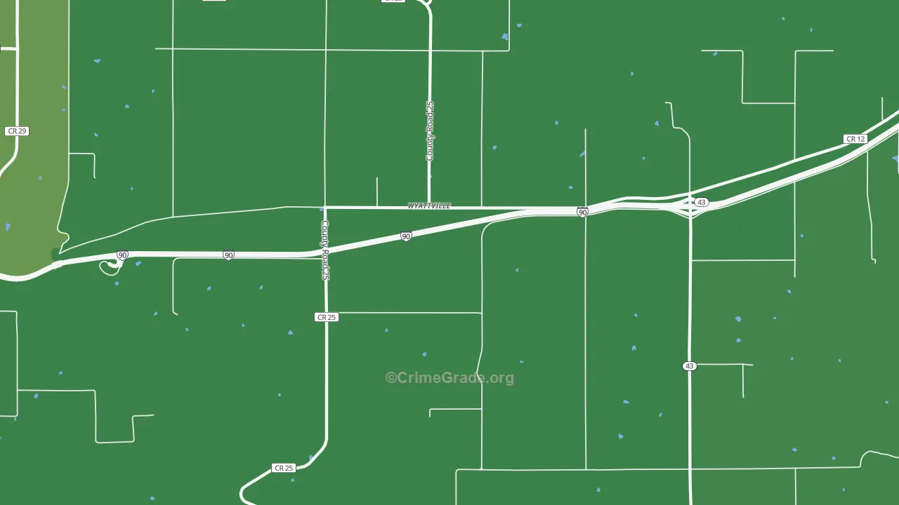 Wyattville, MN Map of Theft Rates