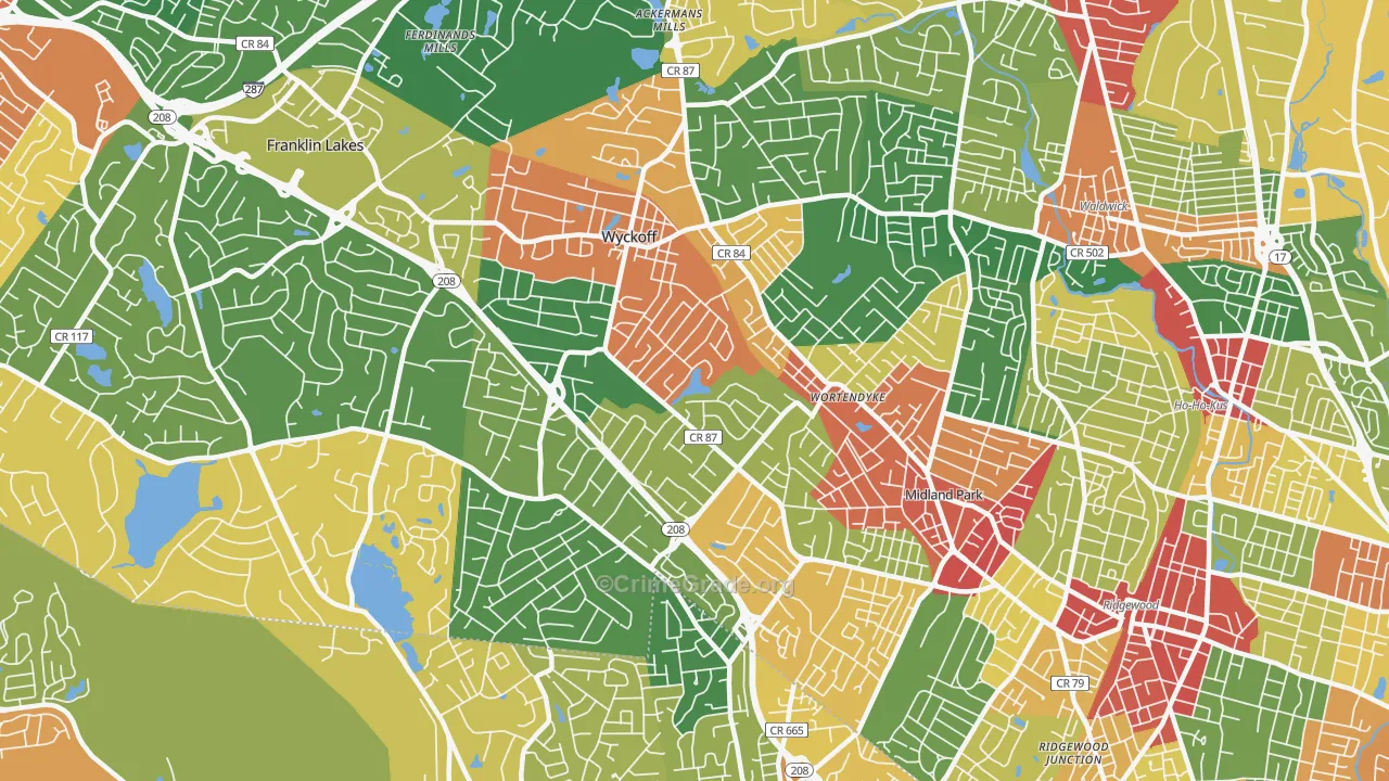 Wyckoff, NJ Map of Theft Rates