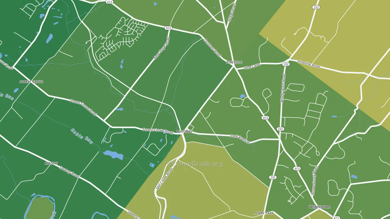 Wycombe, PA Map of Theft Rates