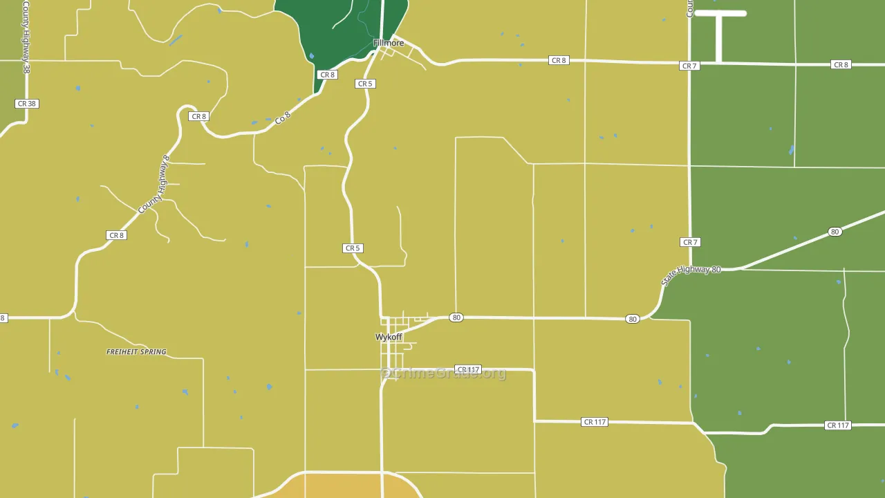 Wykoff, MN Map of Theft Rates