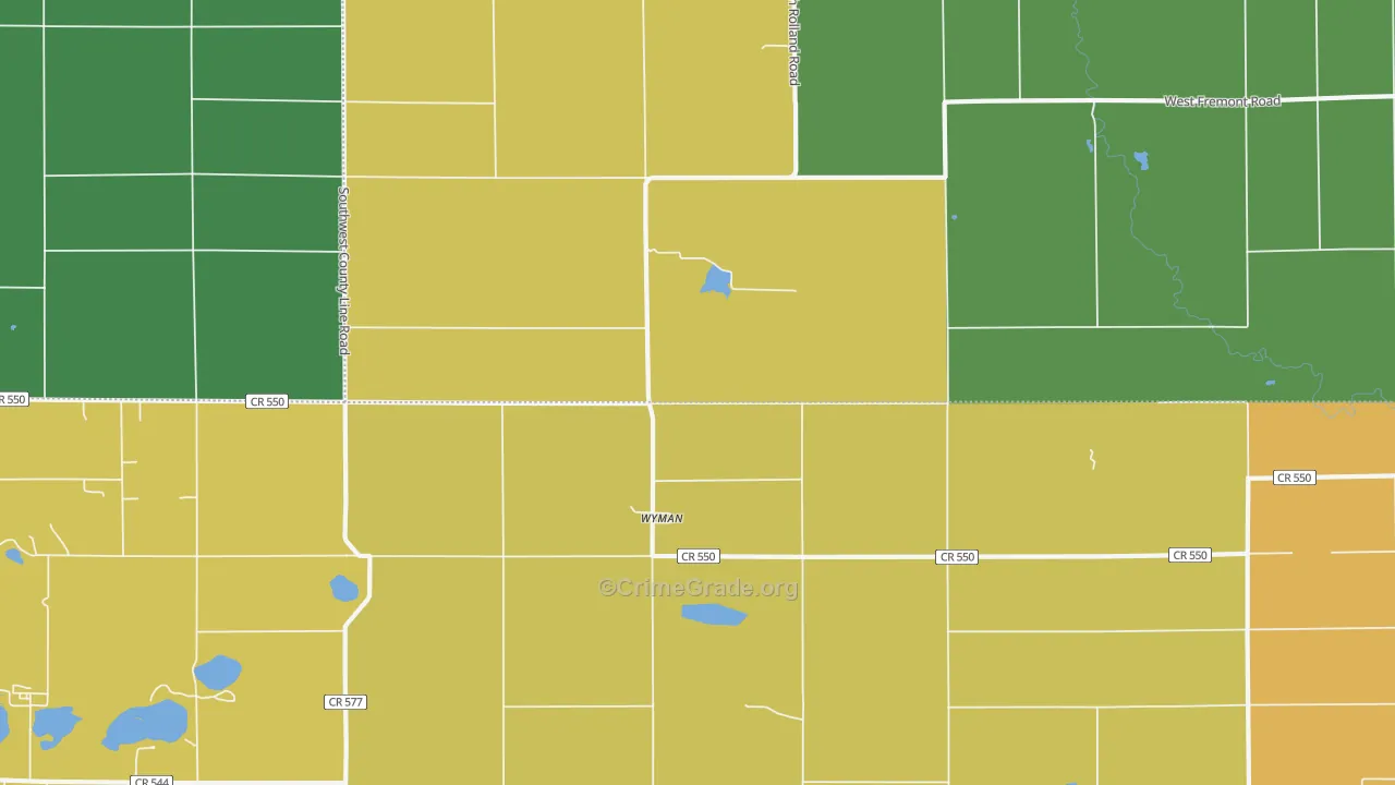 Wyman, MI Map of Theft Rates