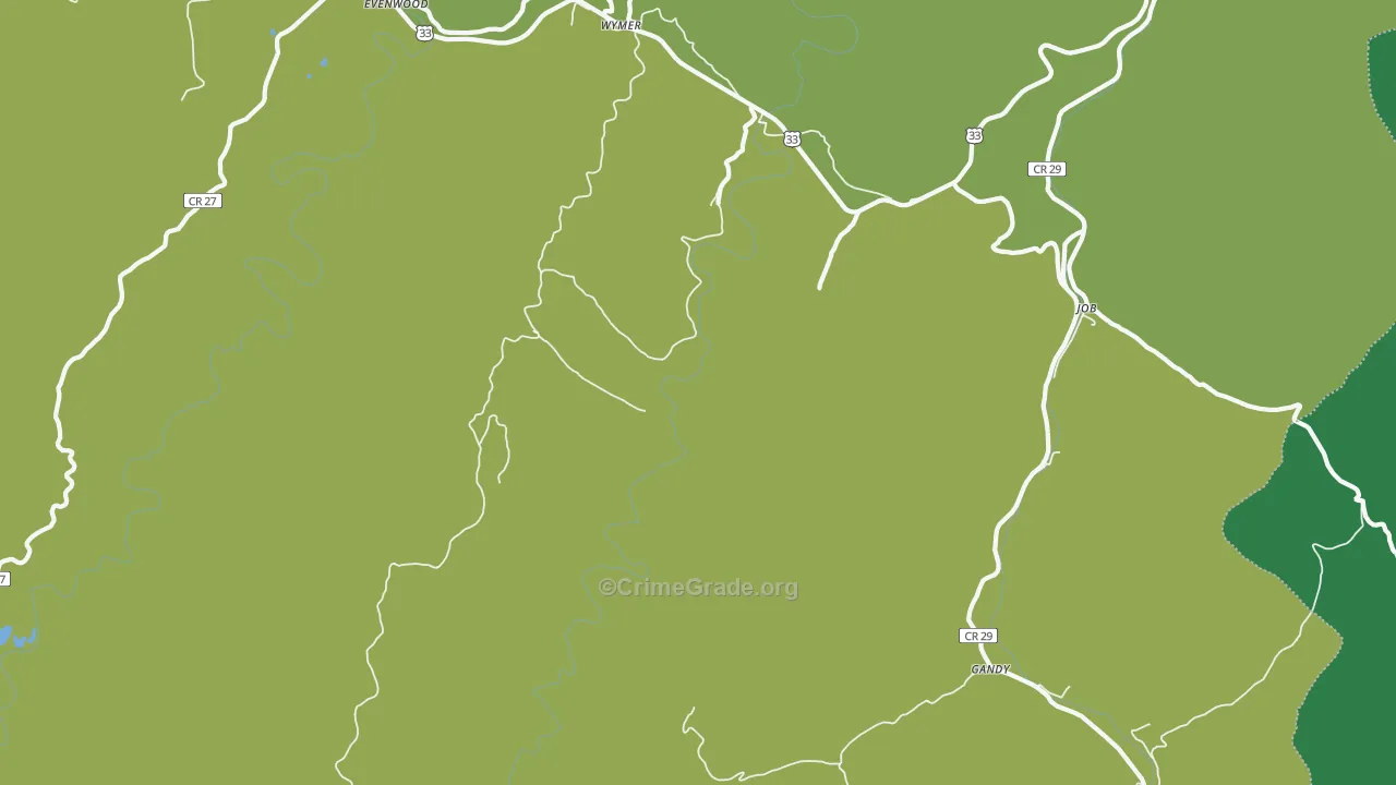 Wymer, WV Map of Theft Rates