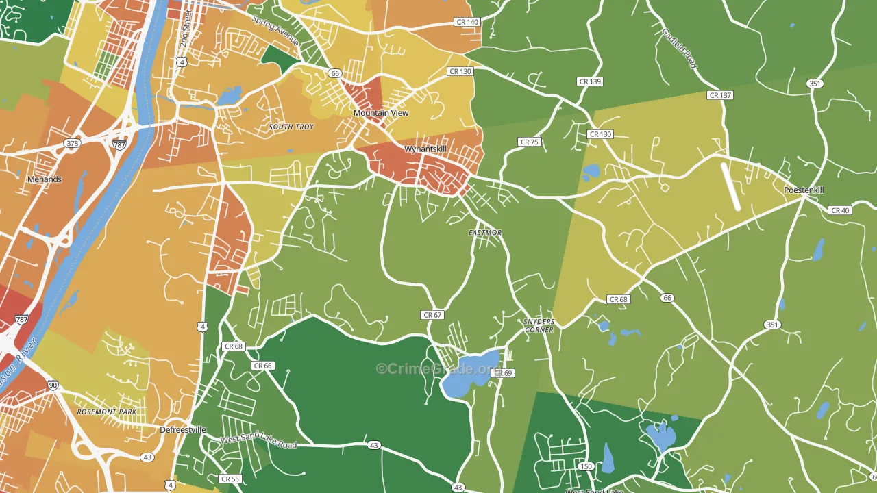 Wynantskill, NY Map of Theft Rates