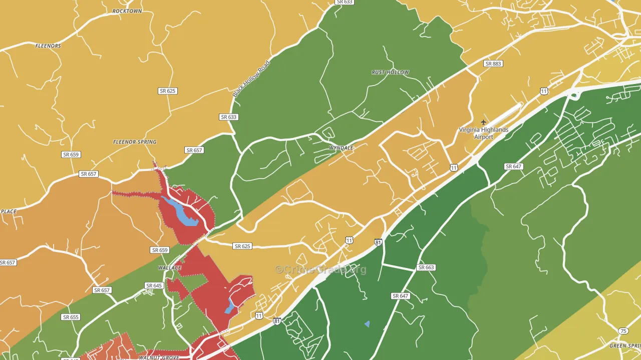 Wyndale, VA Map of Theft Rates