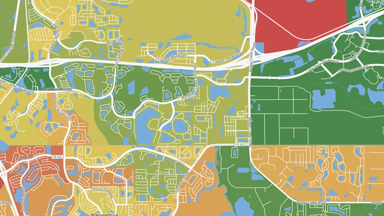 Wyndham Lakes Estates, Meadow Woods, FL Map of Theft Rates