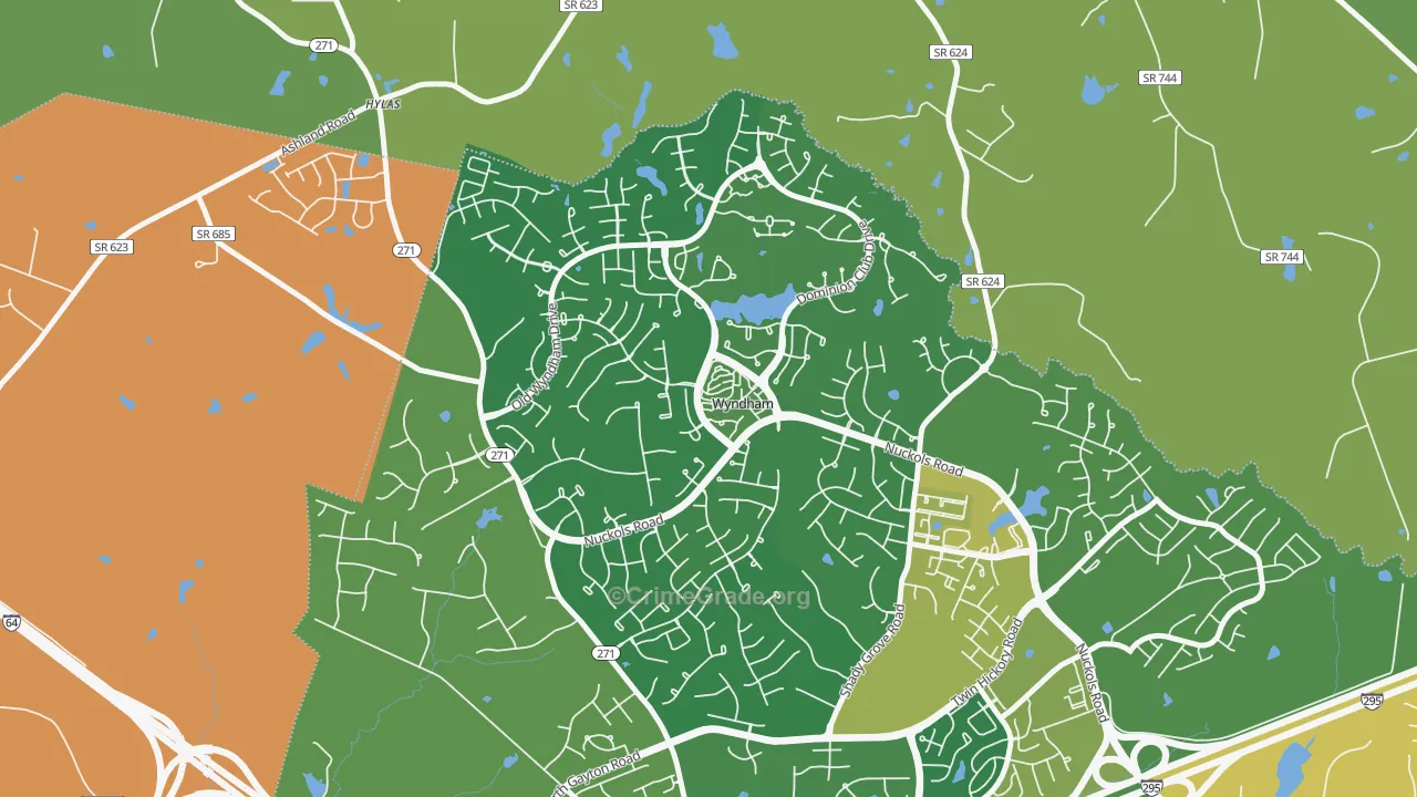 Wyndham, VA Map of Theft Rates