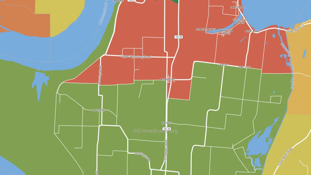 Wynnburg, TN Map of Theft Rates