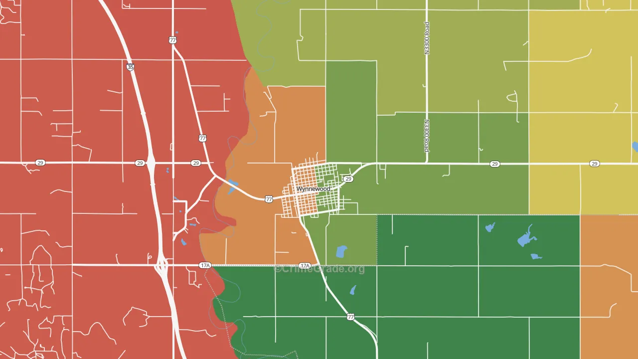 Wynnewood, OK Map of Theft Rates