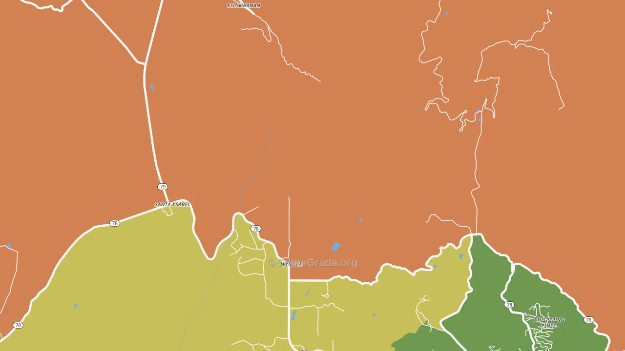 Wynola, CA Map of Theft Rates