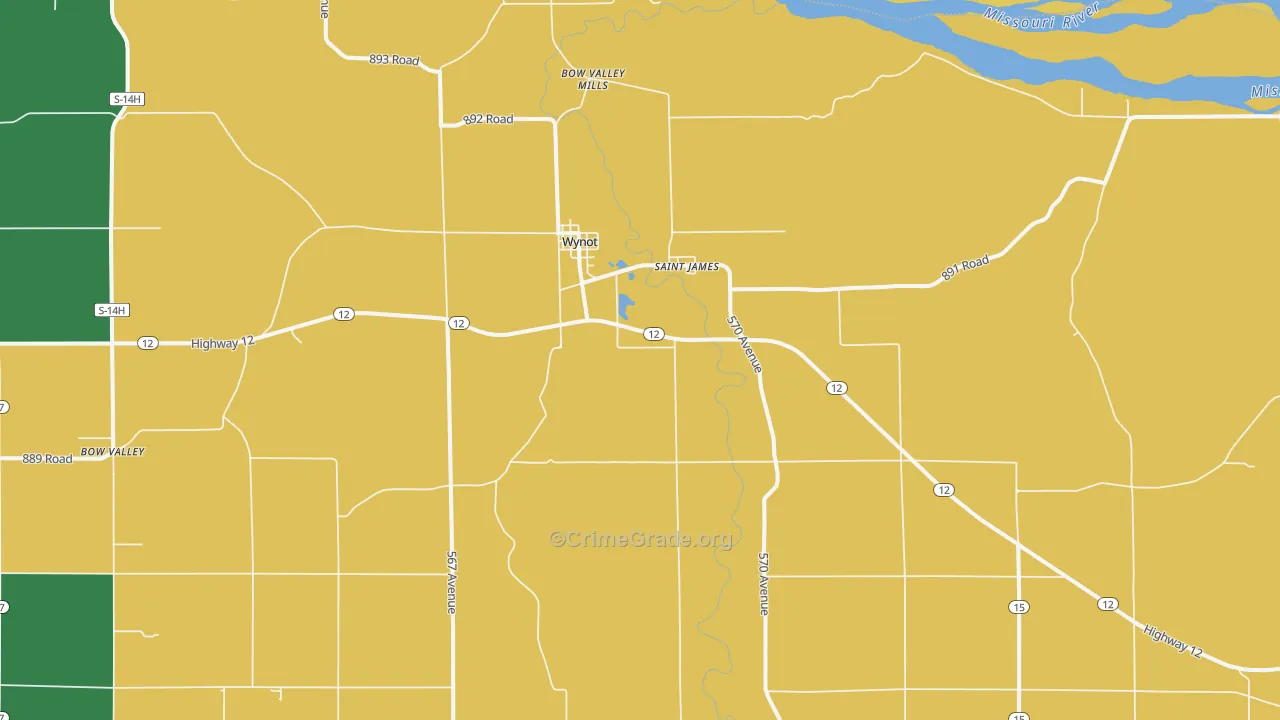 Wynot, NE Map of Theft Rates