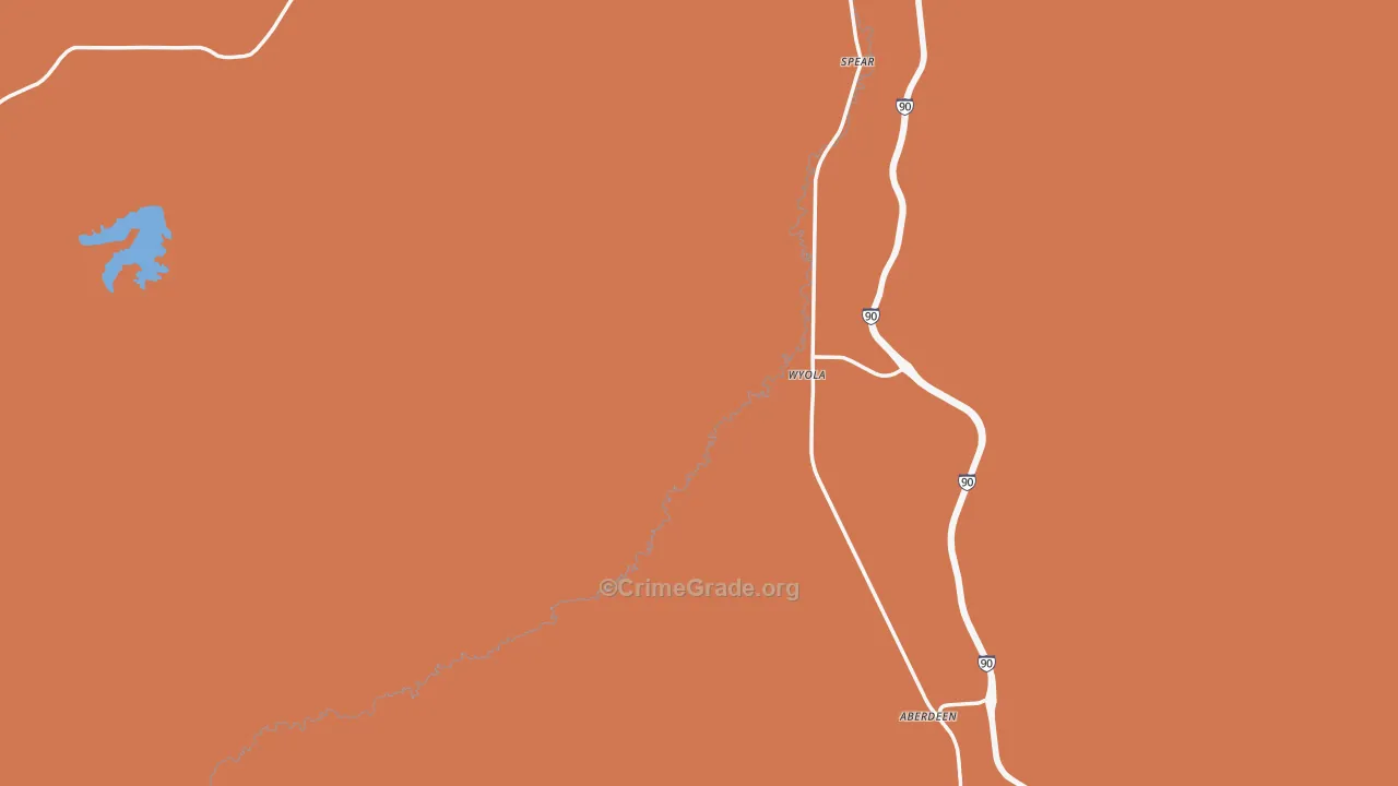 Wyola, MT Map of Theft Rates