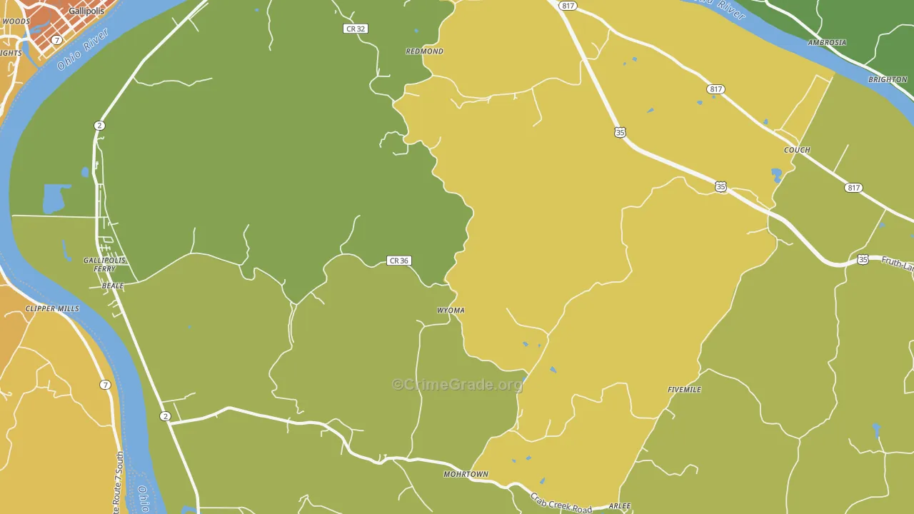 Wyoma, WV Map of Theft Rates
