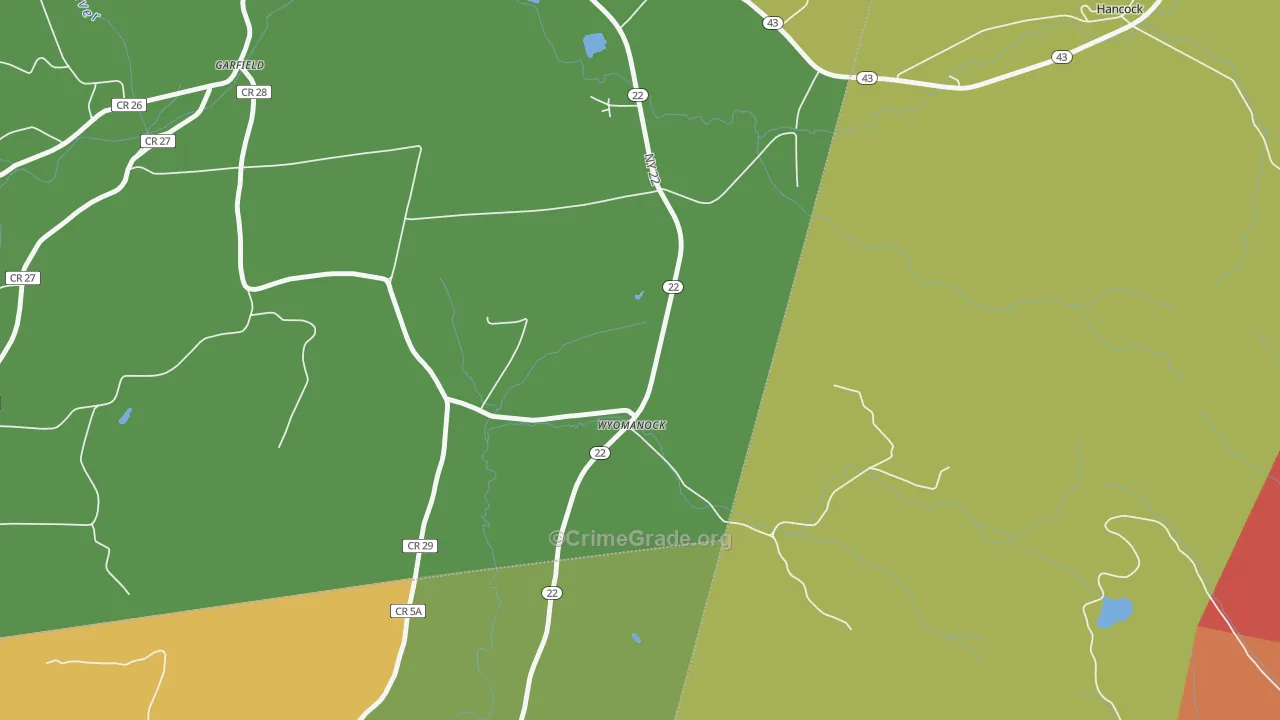 Wyomanock, NY Map of Theft Rates