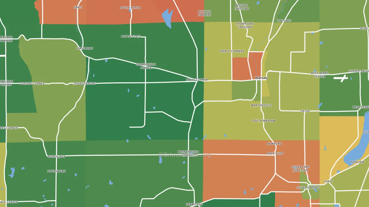 Wyoming County, NY Map of Theft Rates