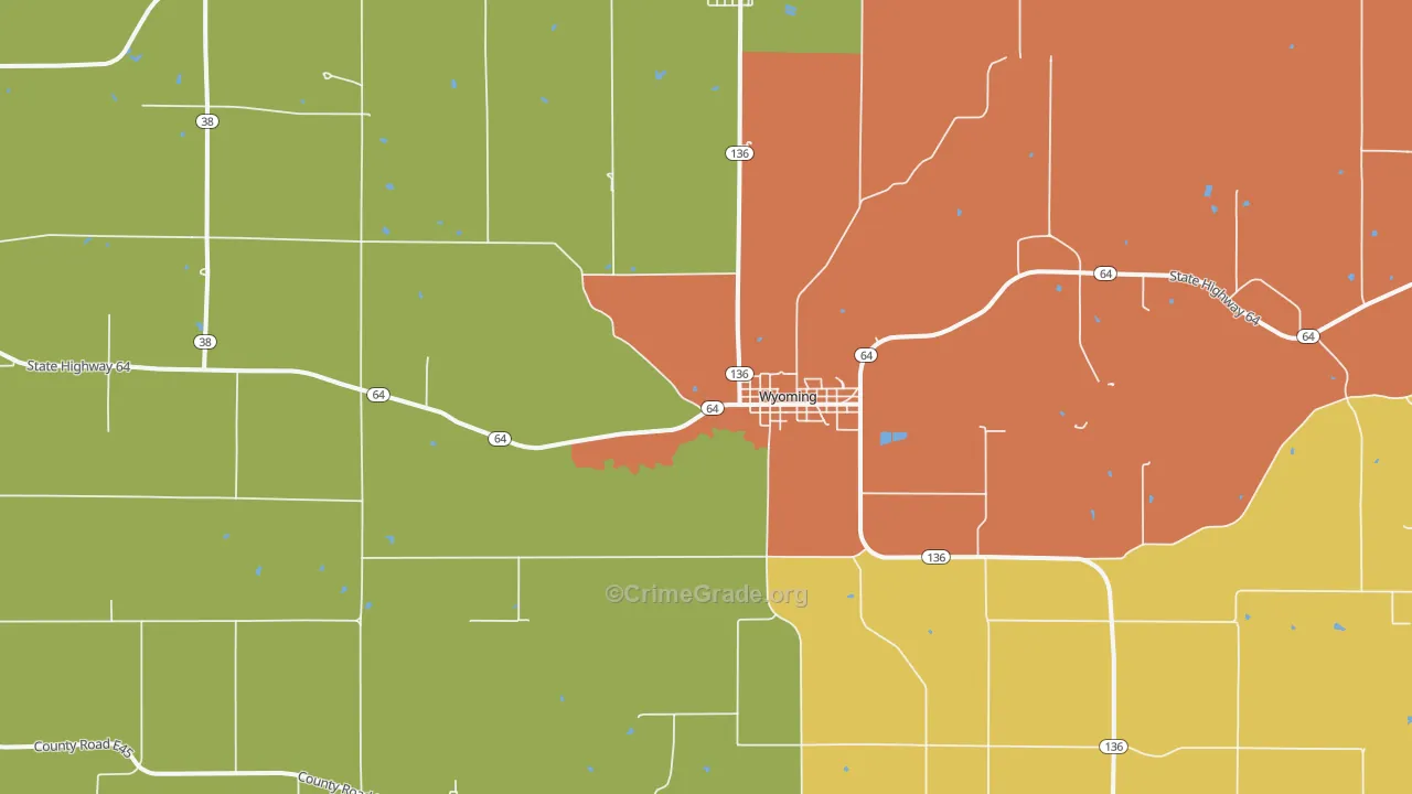 Wyoming, IA Map of Theft Rates