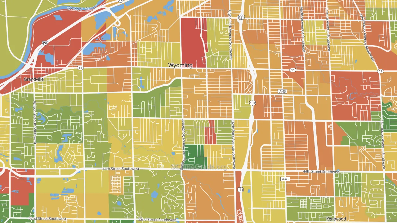 Wyoming, MI Map of Theft Rates
