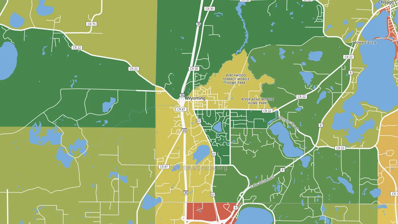 Wyoming, MN Map of Theft Rates