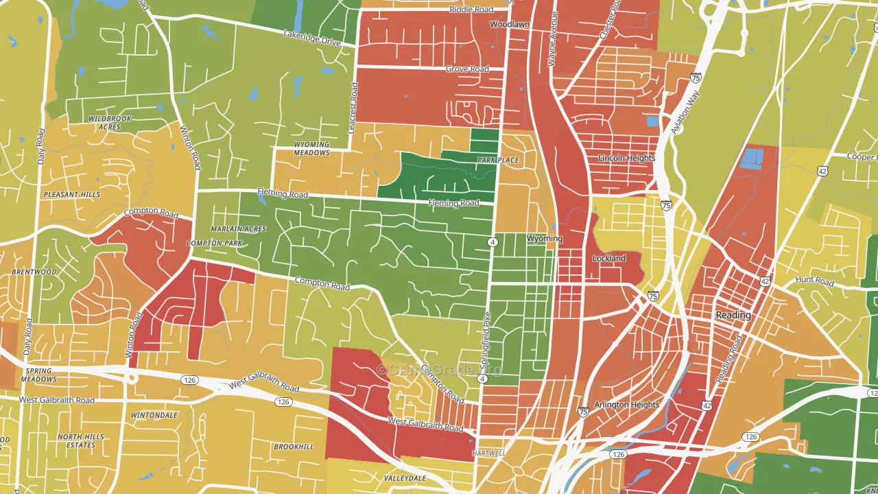 Wyoming, OH Map of Theft Rates