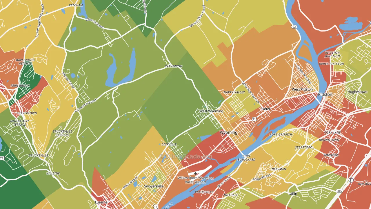 Wyoming, PA Map of Theft Rates