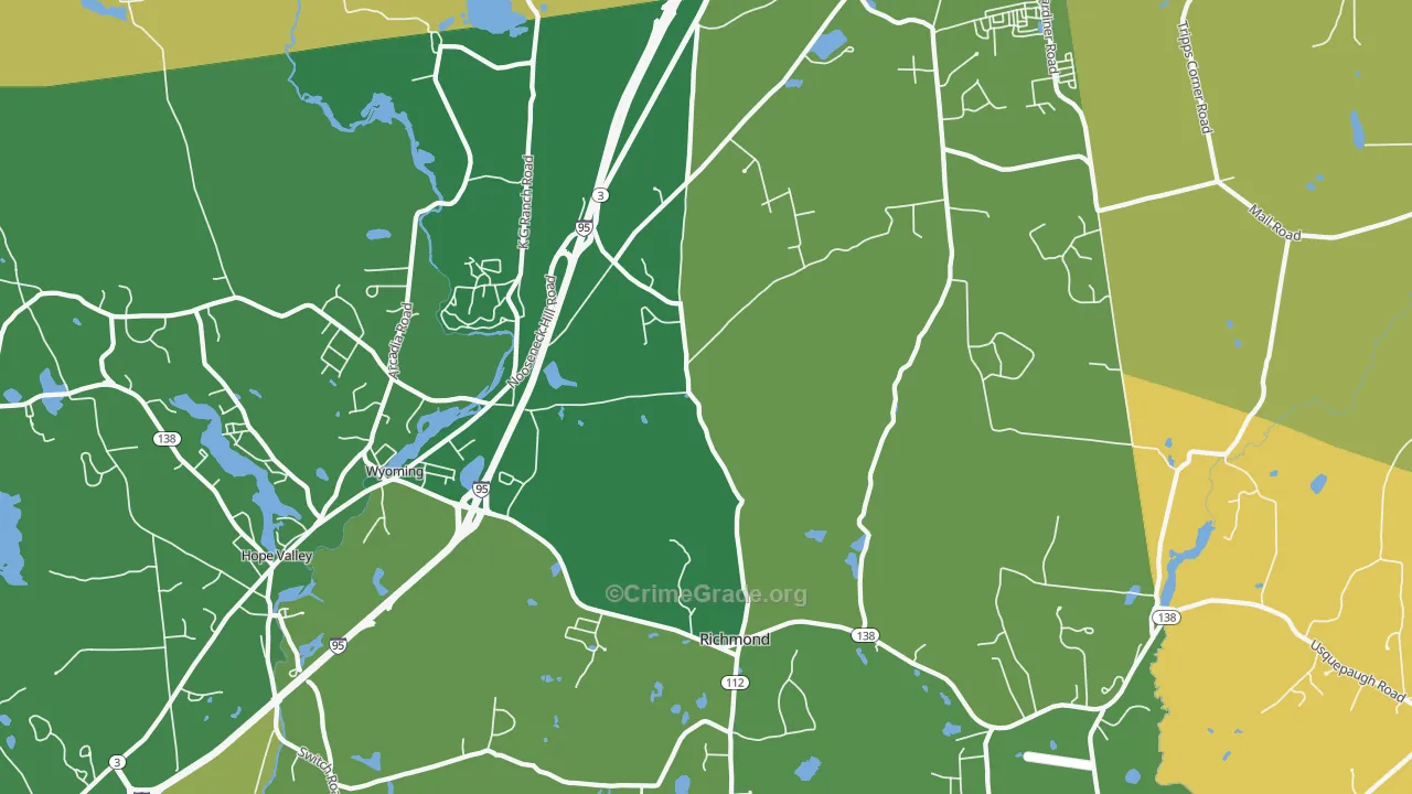 Wyoming, RI Map of Theft Rates
