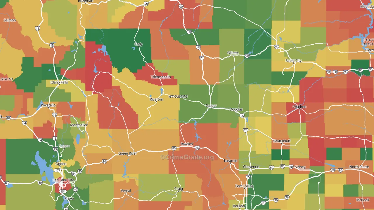 Wyoming Map of Theft Rates