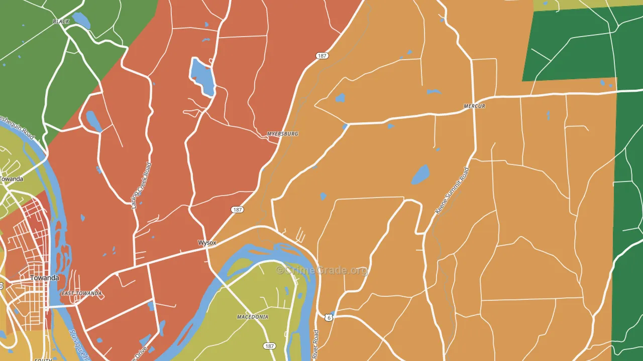 Wysox, PA Map of Theft Rates