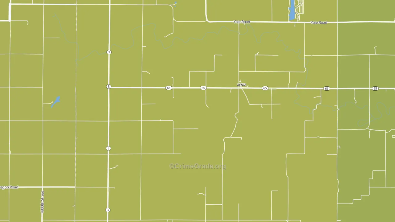 Xenia, KS Map of Theft Rates