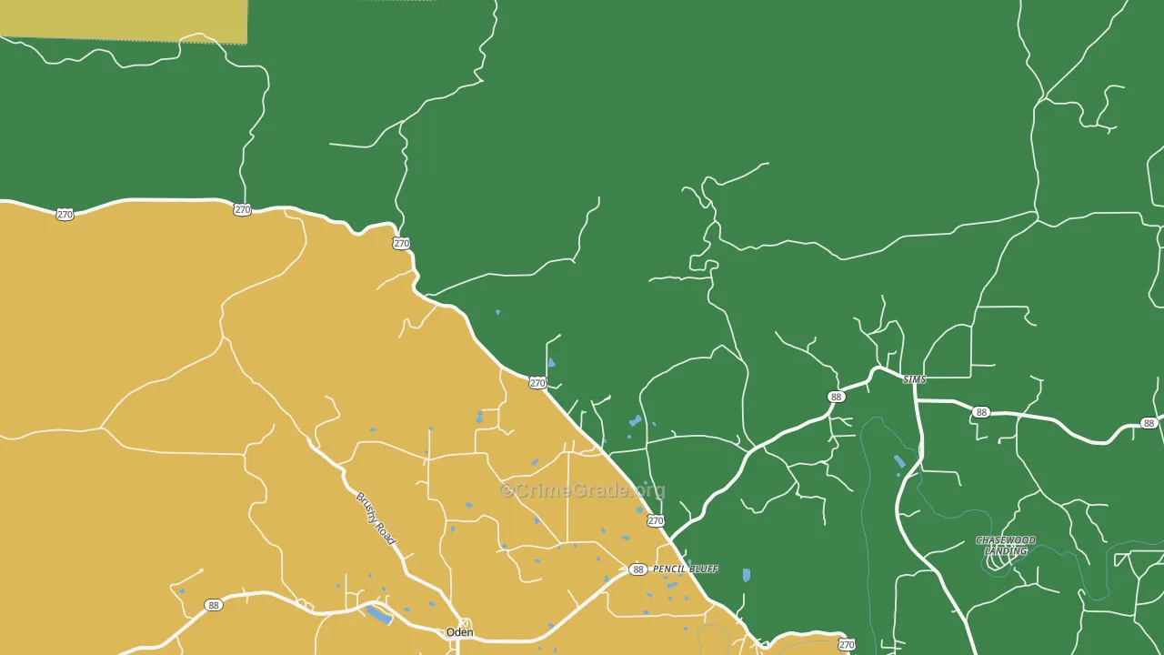 Y City, AR Map of Theft Rates