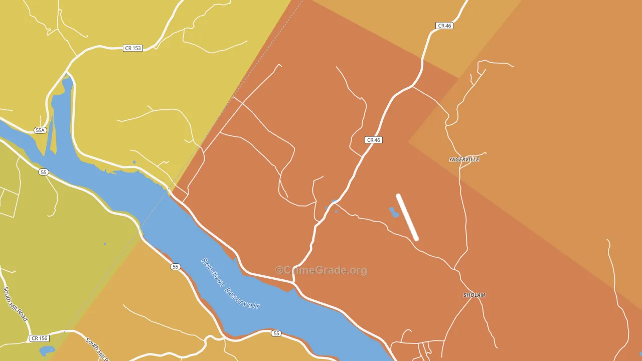 Yagerville, NY Map of Theft Rates