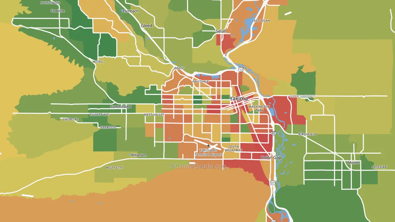 Yakima, WA Map of Theft Rates