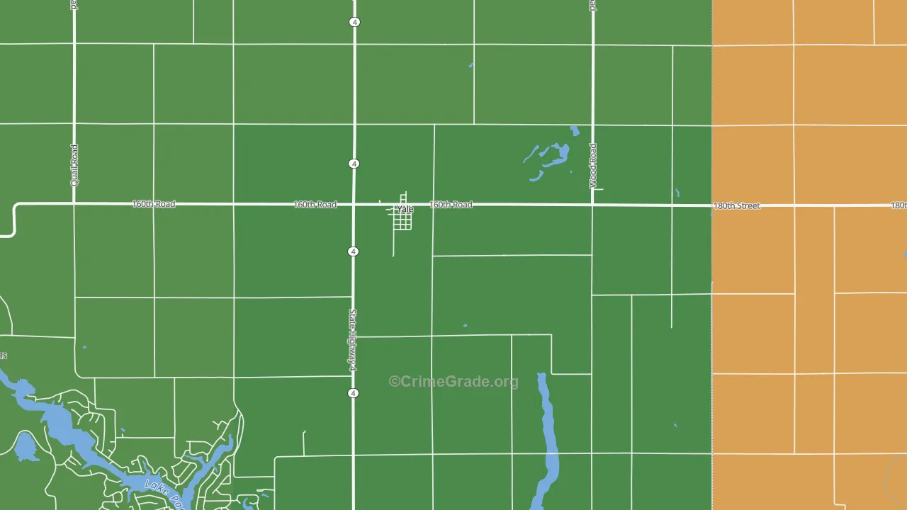 Yale, IA Map of Theft Rates