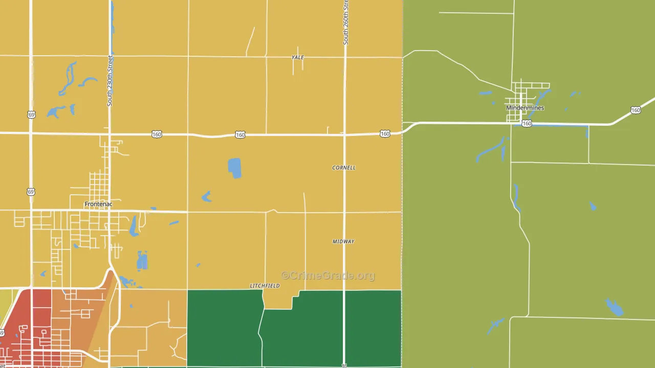 Yale, KS Map of Theft Rates