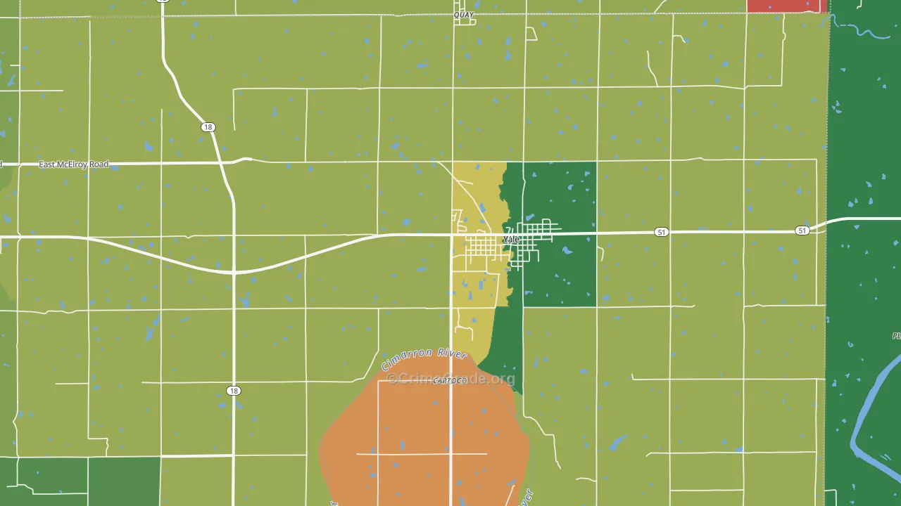 Yale, OK Map of Theft Rates