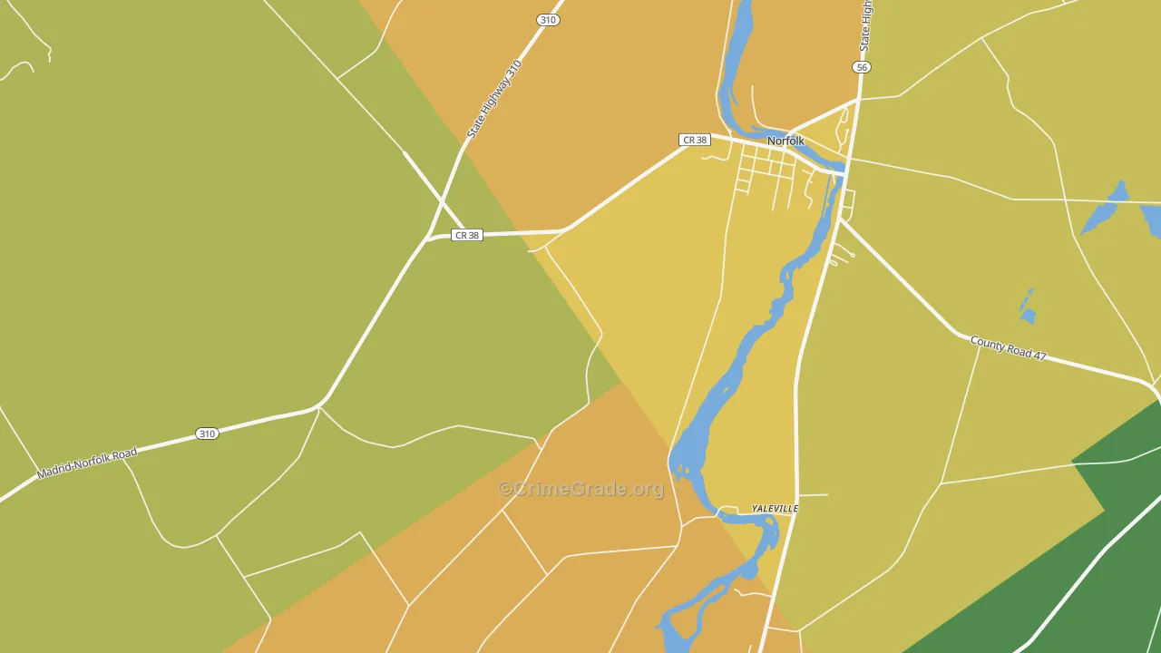 Yaleville, NY Map of Theft Rates