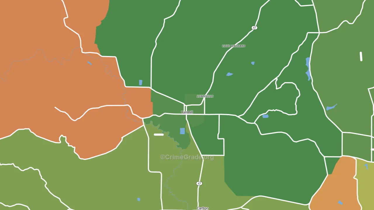 Yamhill, OR Map of Theft Rates