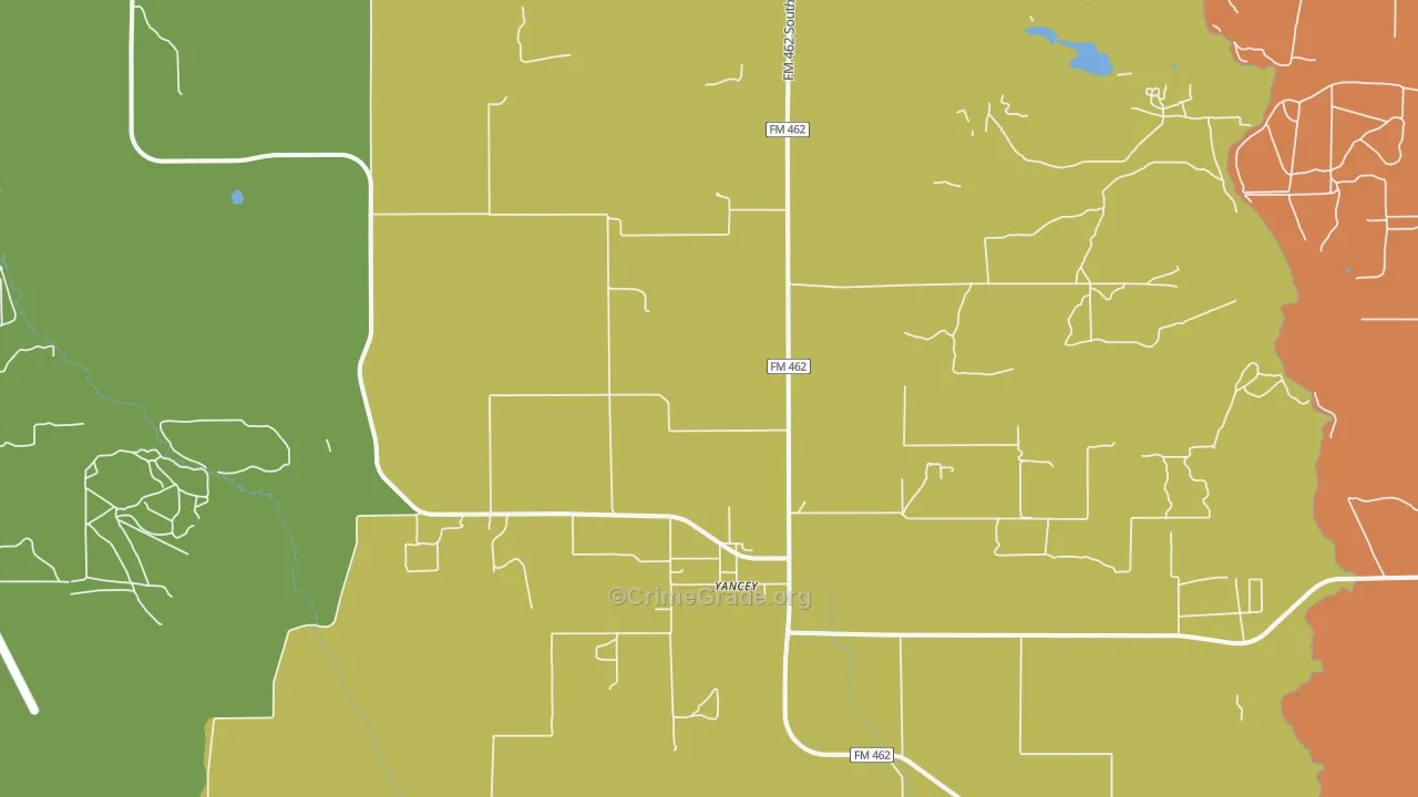 Yancey, TX Map of Theft Rates