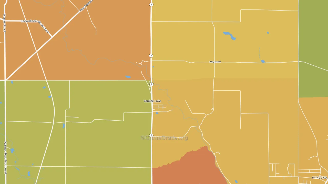 Yankee Lake, OH Map of Theft Rates