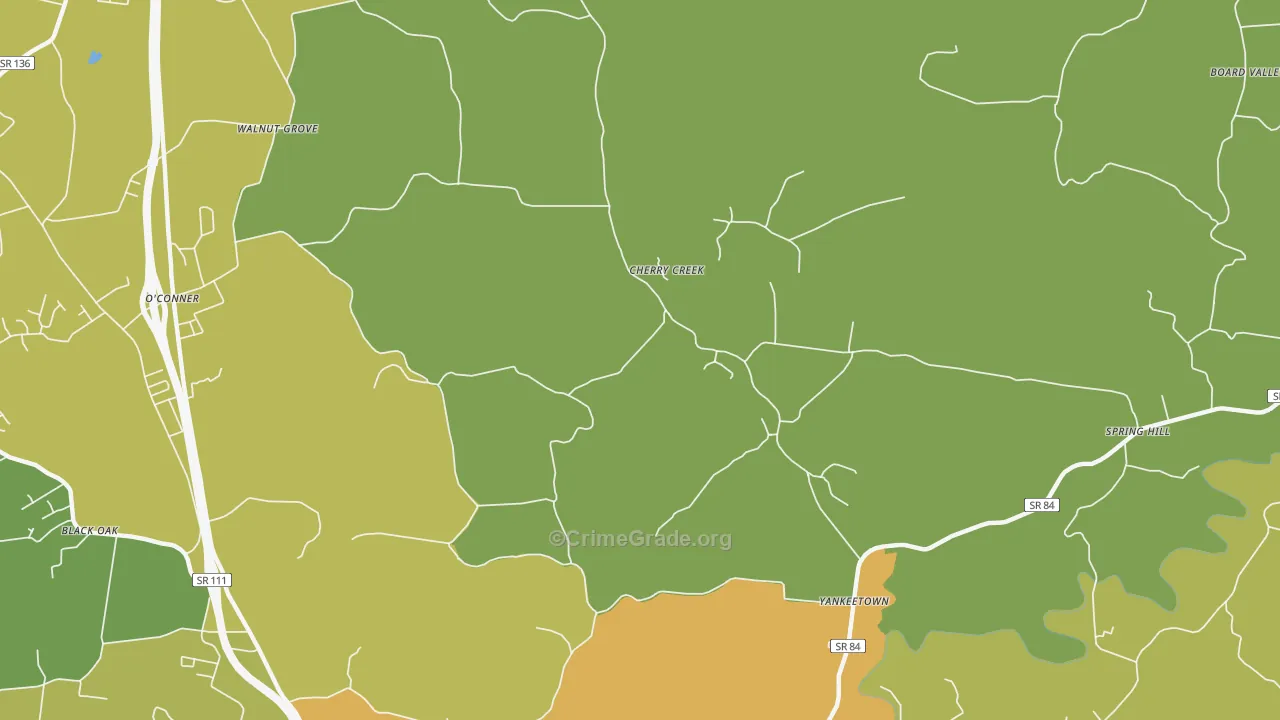 Yankeetown, TN Map of Theft Rates